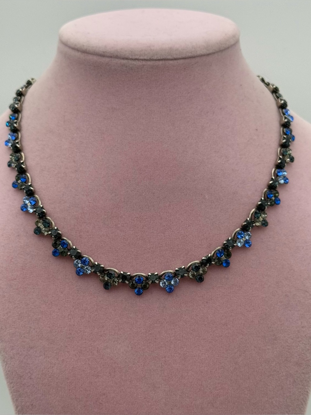 Vintage Sorrelli Blue Crystal Floral Link Necklaces